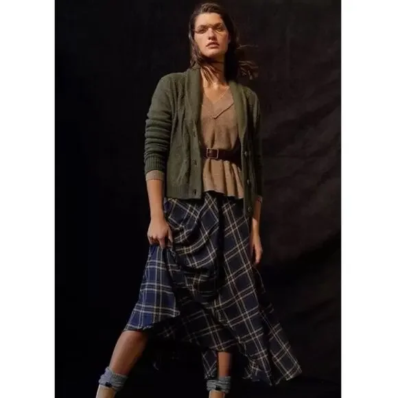 Anthropologie Pilcro cable knit shawl collar cardigan sweater olive Women S Knit - Picture 4 of 16